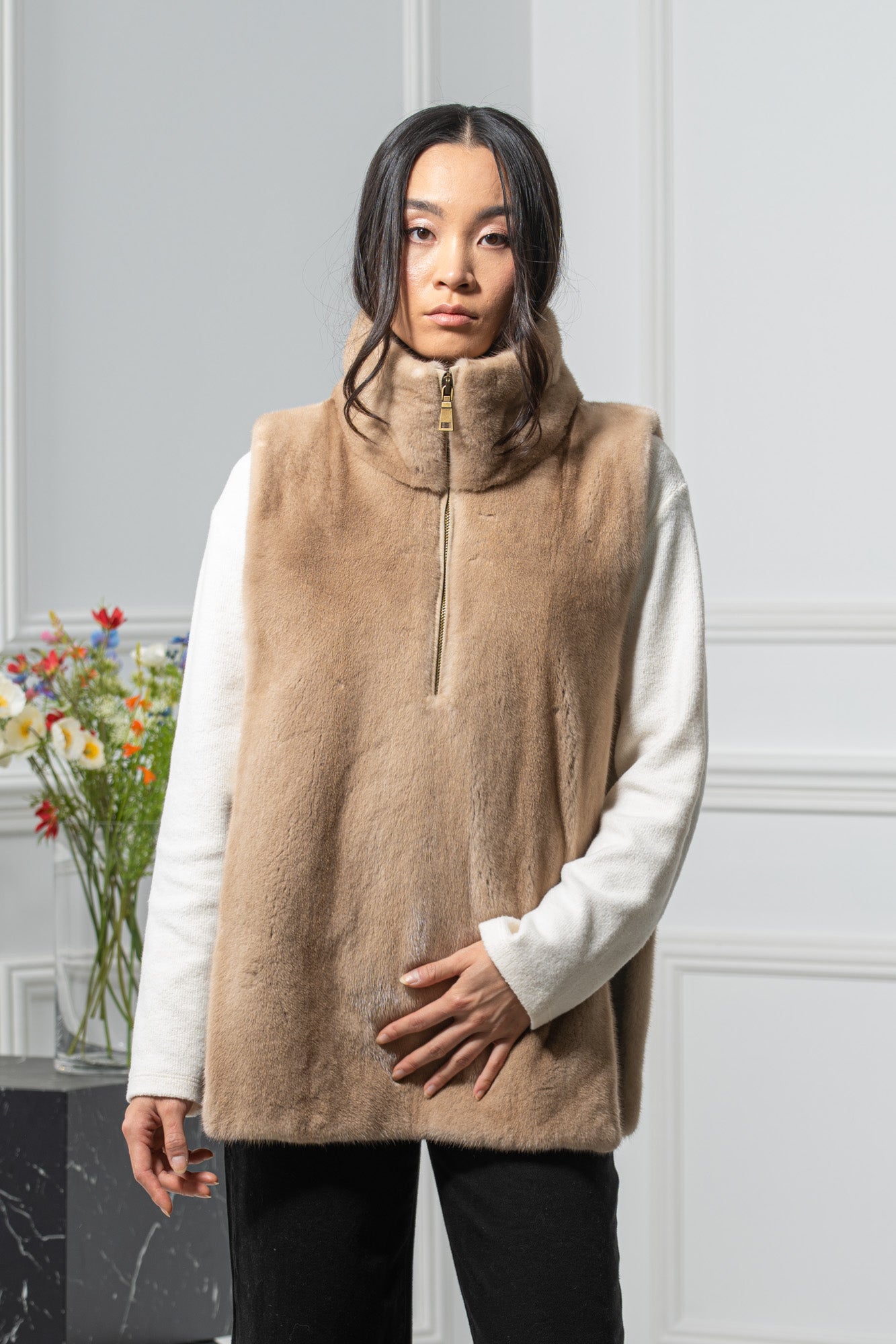 Palomino Mink Fur Vest - Women's Velvet Vest L/O 24M4136