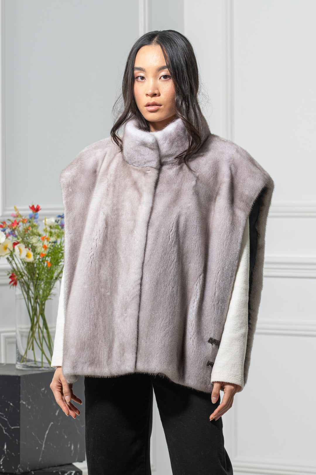 Silver Blue Mink Fur Vest - Women&