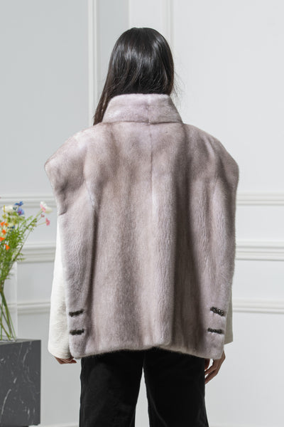 Silver Blue Mink Fur Vest - Women's Velvet Vest L/O 25M7110-2