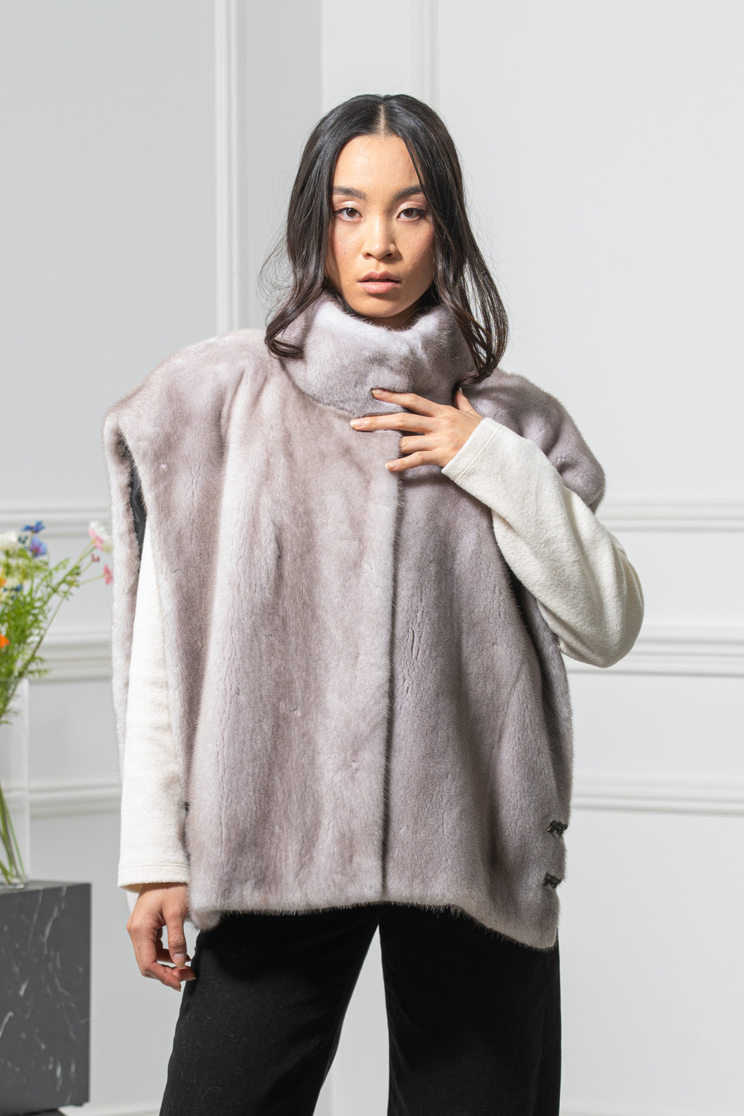 Silver Blue Mink Fur Vest - Women&