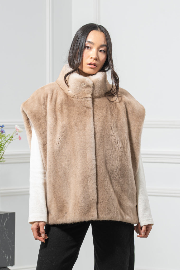 Palomino Mink Fur Vest - Women's Velvet Vest L/O 25M7110-2 | MANZARI