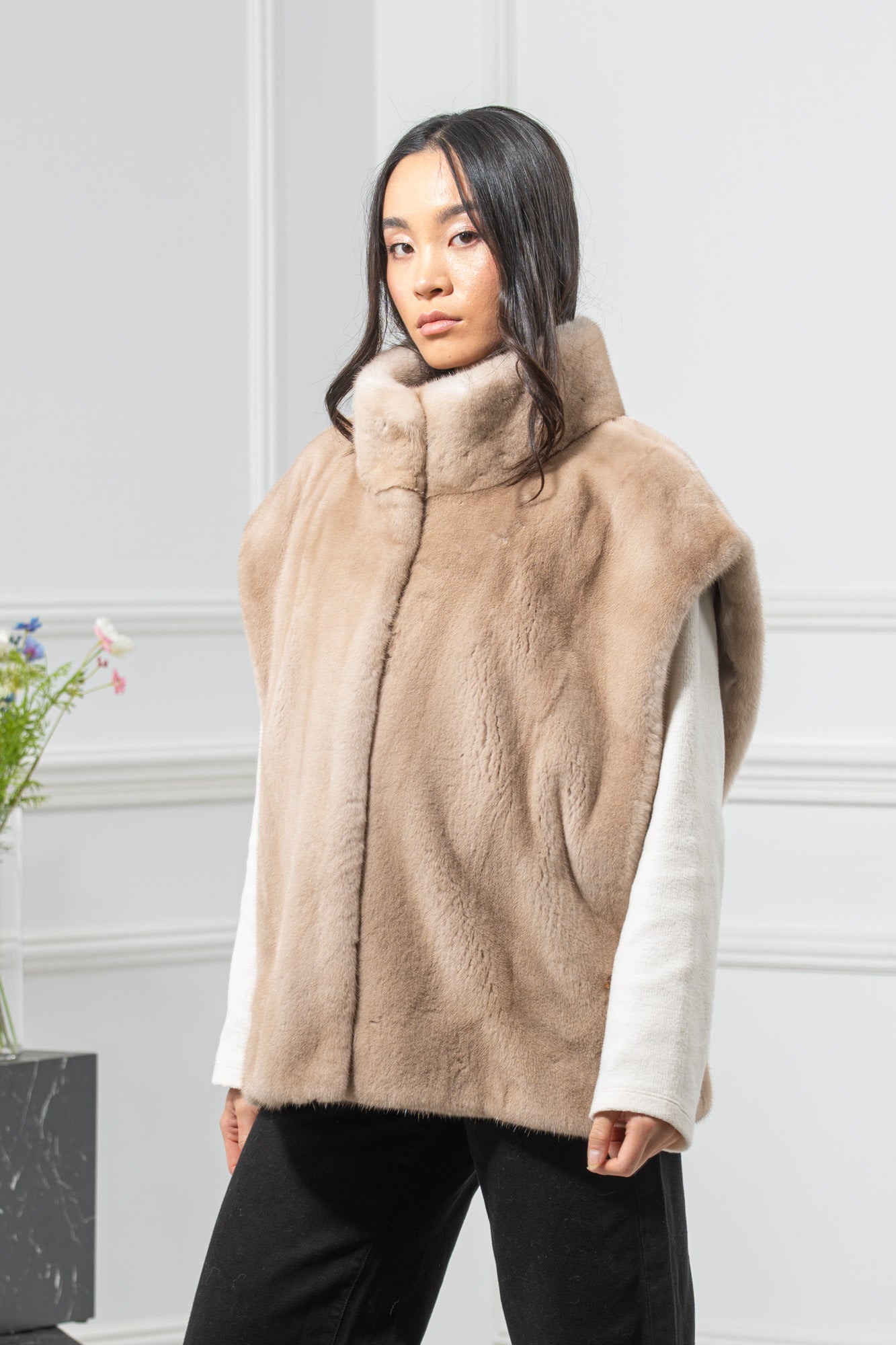 Palomino Mink Fur Vest - Women's Velvet Vest L/O 25M7110-2