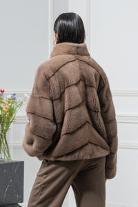 Taupe Mink Fur Short Jacket - Women&