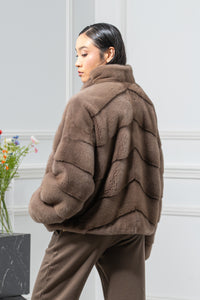 Taupe Mink Fur Short Jacket - Women&