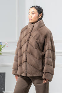 Taupe Mink Fur Short Jacket - Women&