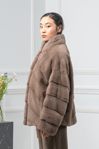 Taupe Mink Fur Short Jacket - Women&