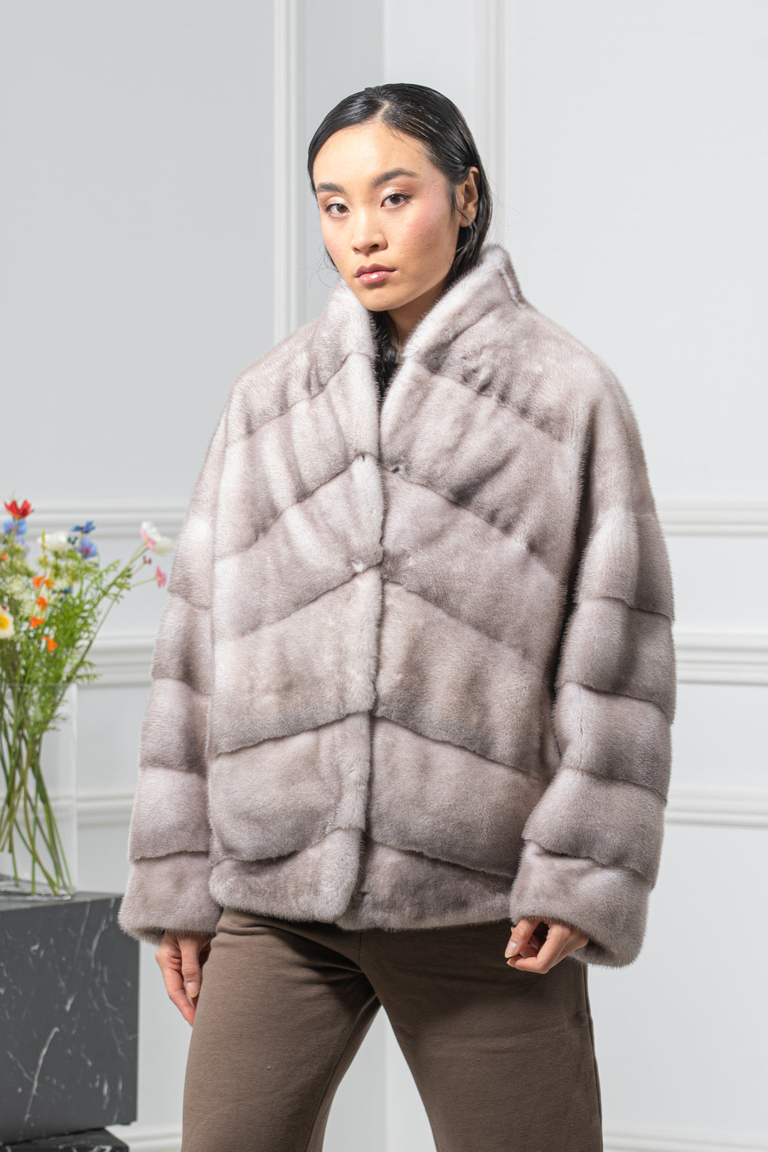Silver Blue Mink Fur Short Jacket - Women&