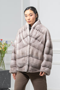 Silver Blue Mink Fur Short Jacket - Women&