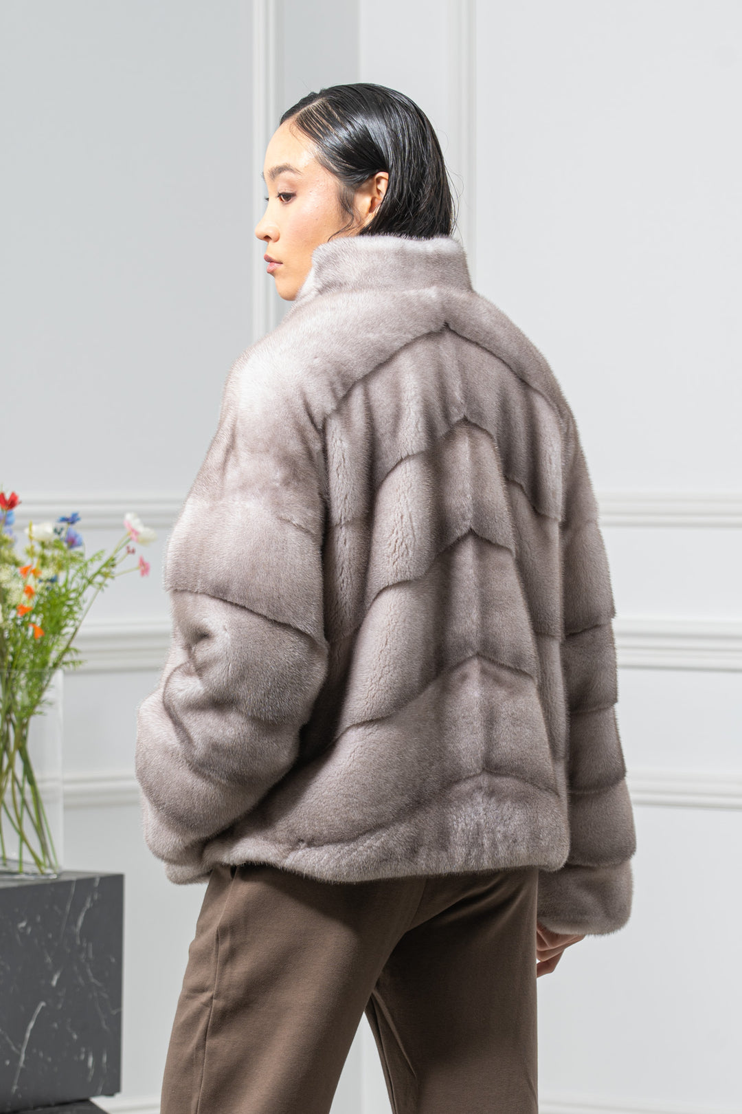 Silver Blue Mink Fur Short Jacket - Women&