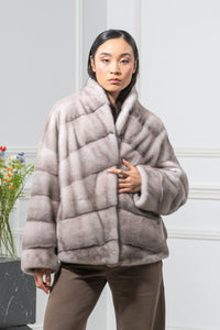 Silver Blue Mink Fur Short Jacket - Women&