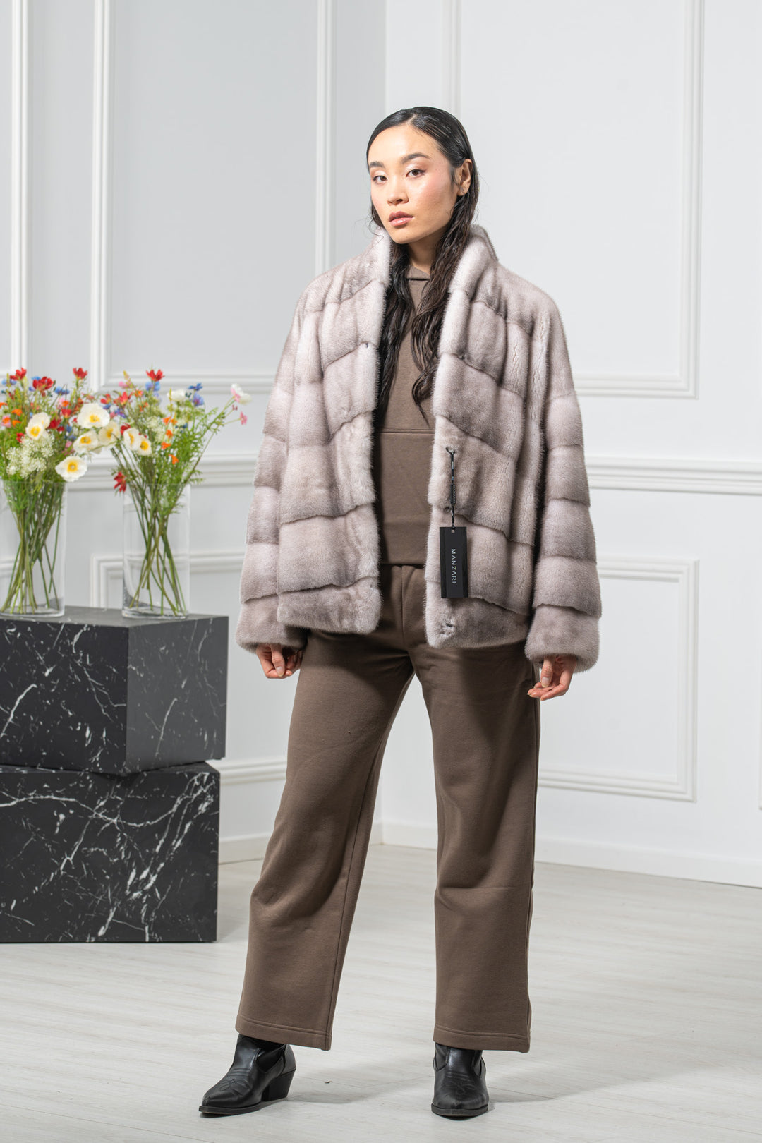 Silver Blue Mink Fur Short Jacket - Women&