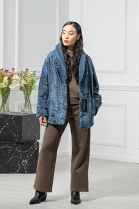 Swakara Skin Blue Metal Long Hair Short Jacket S/S 25M6921