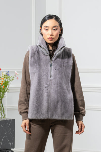 Sapphire Mink Fur Vest - Women's Velvet Vest L/O 24M4130