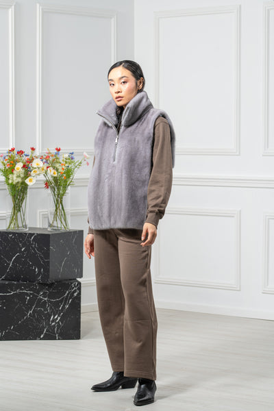 Sapphire Mink Fur Vest - Women's Velvet Vest L/O 24M4130