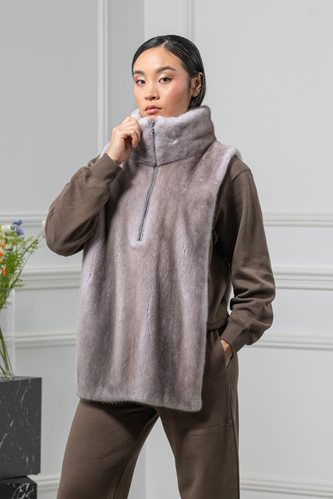 Silver Blue Mink Fur Vest - Women&