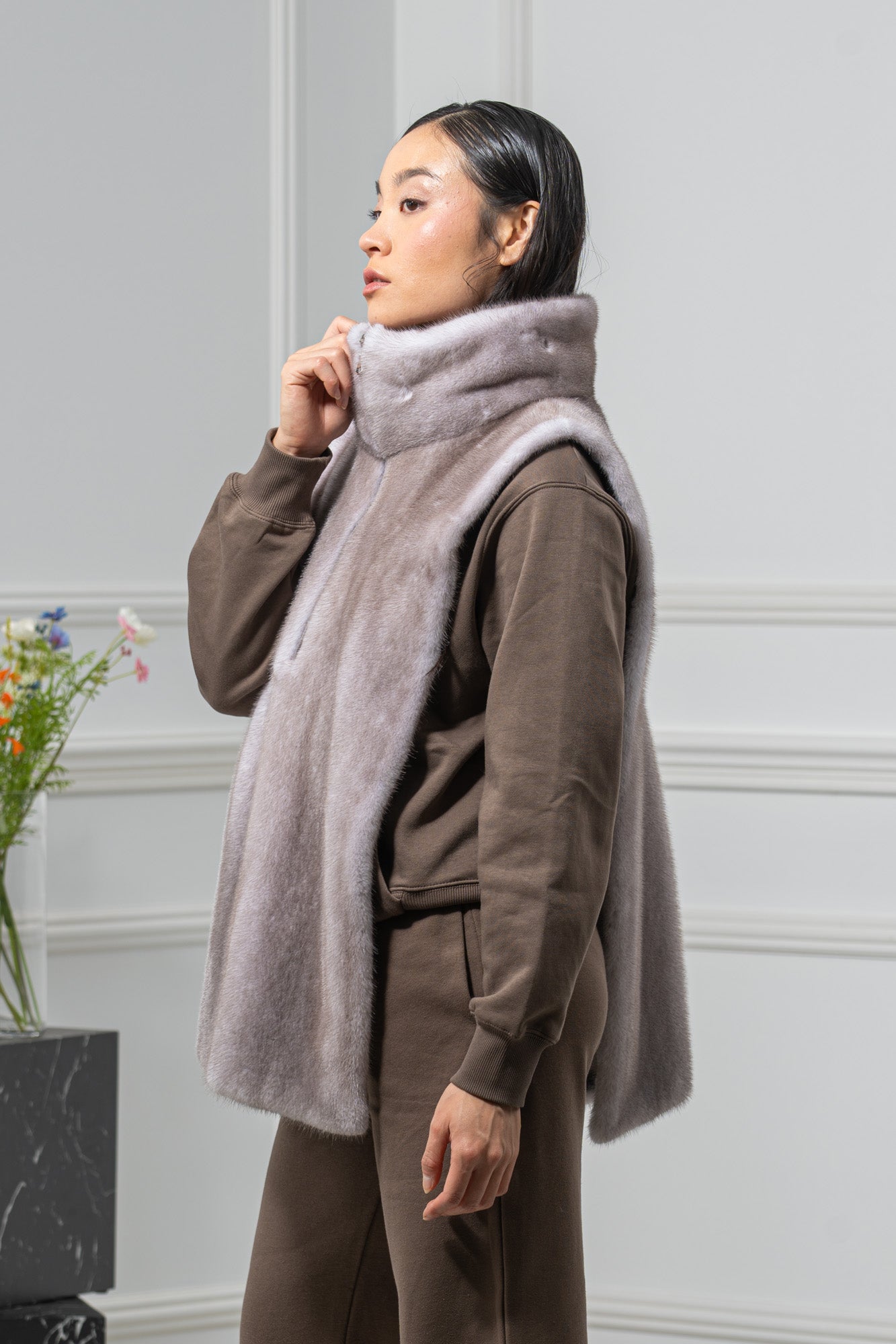 Silver Blue Mink Fur Vest - Women's Velvet Vest L/O 24M4136