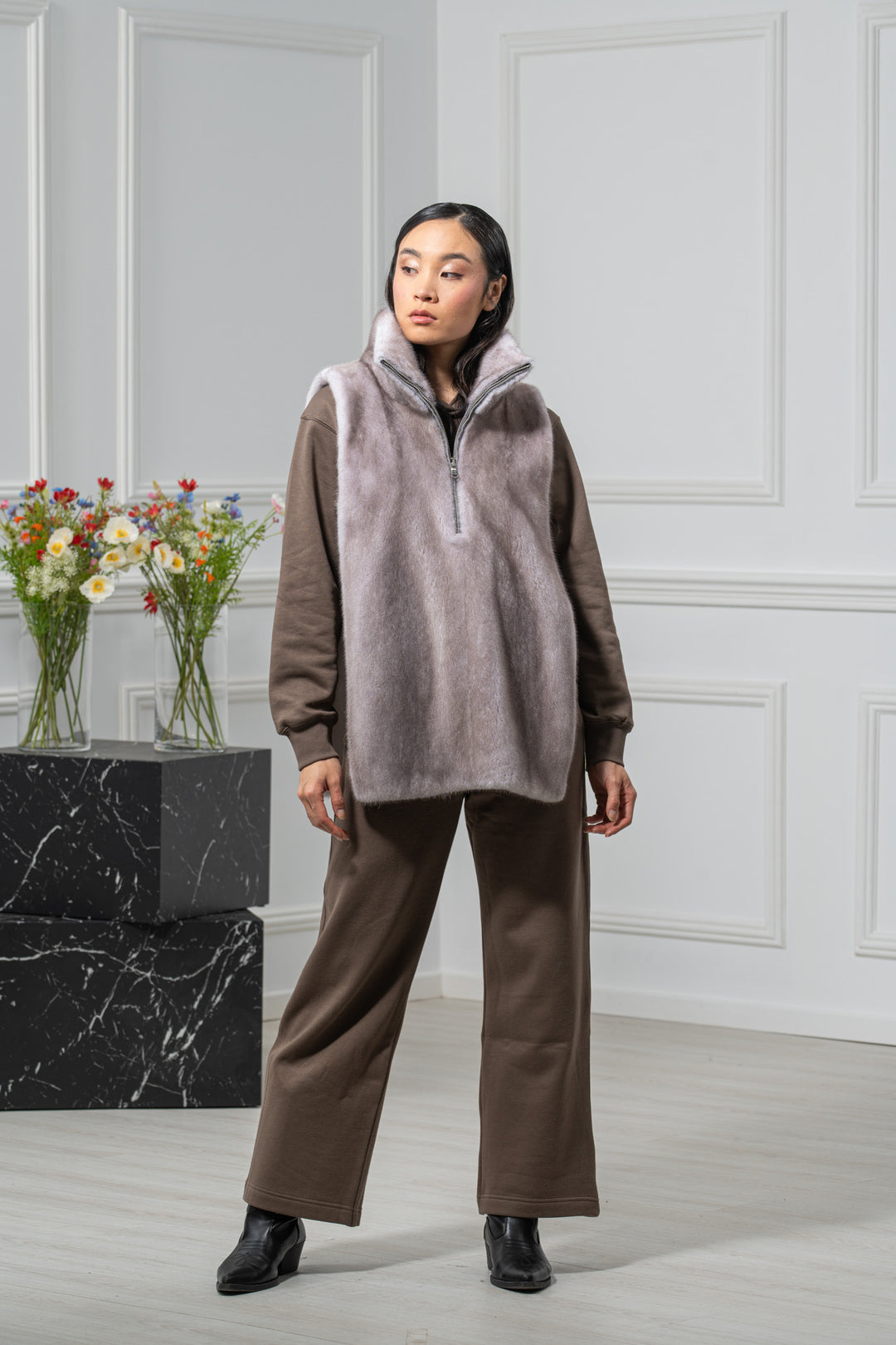 Silver Blue Mink Fur Vest - Women&