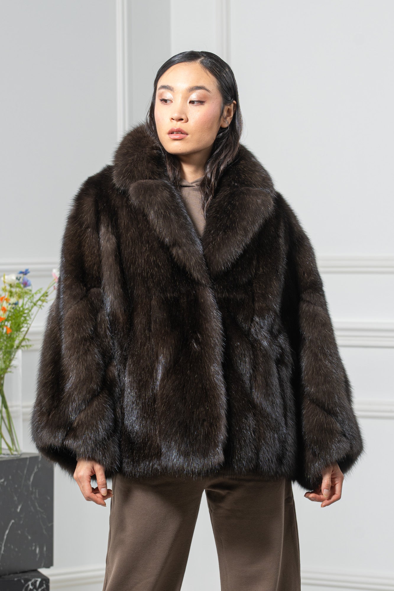 Carbonio Silvery Russian Sable Short Jacket - Women's Short Jacket L1,7 S/S 17M633