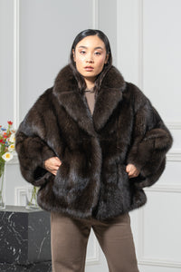 Carbonio Silvery Russian Sable Short Jacket - Women&