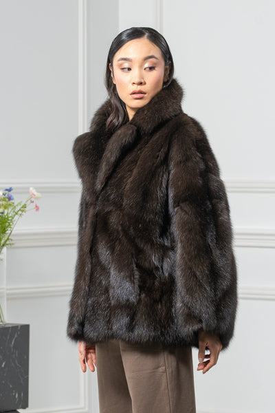 Carbonio Silvery Russian Sable Short Jacket - Women's Short Jacket L1,7 S/S 17M633