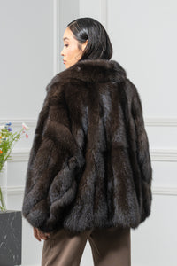 Carbonio Silvery Russian Sable Short Jacket - Women&