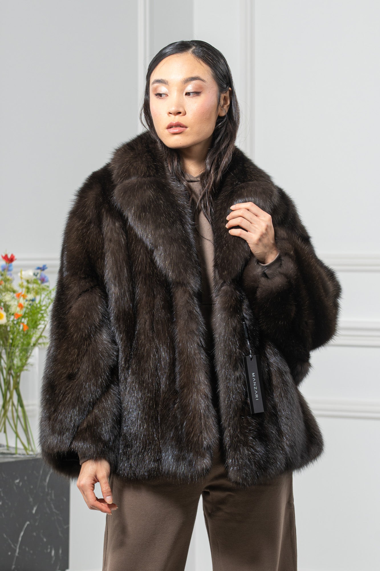 Carbonio Silvery Russian Sable Short Jacket - Women's Short Jacket L1,7 S/S 17M633