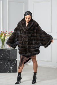 Carbonio Silvery Russian Sable Short Jacket - Women&