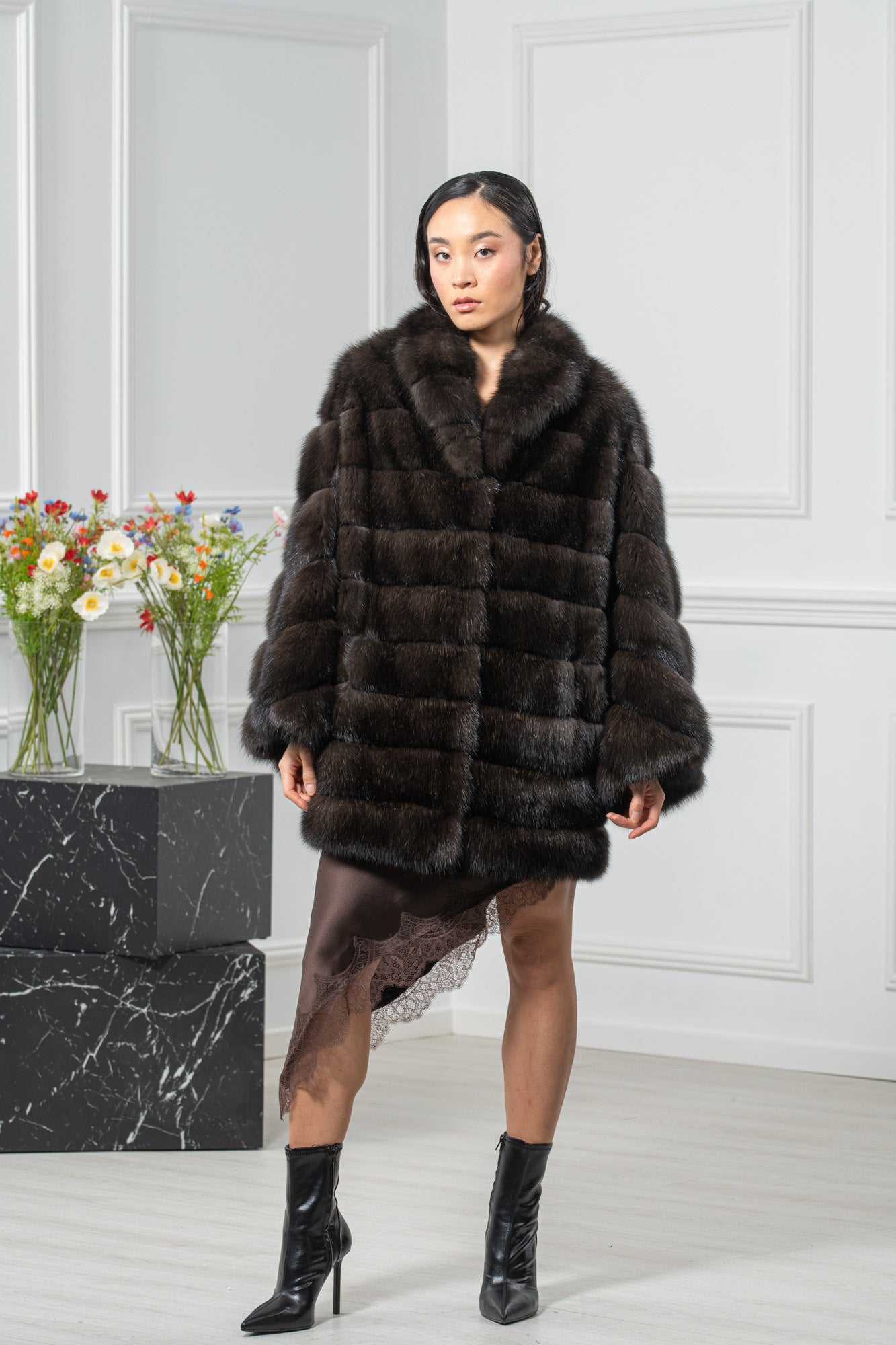 Carbonio Silvery Russian Sable Short Jacket - Women's Short Jacket L1,7 P/K 26M6415