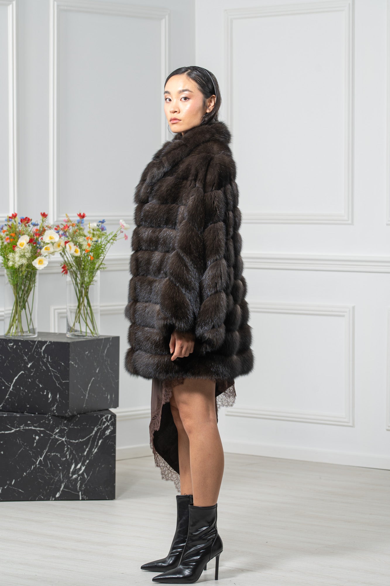 Carbonio Silvery Russian Sable Short Jacket - Women's Short Jacket L1,7 P/K 26M6415