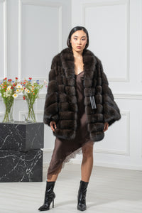 Carbonio Silvery Russian Sable Short Jacket - Women&