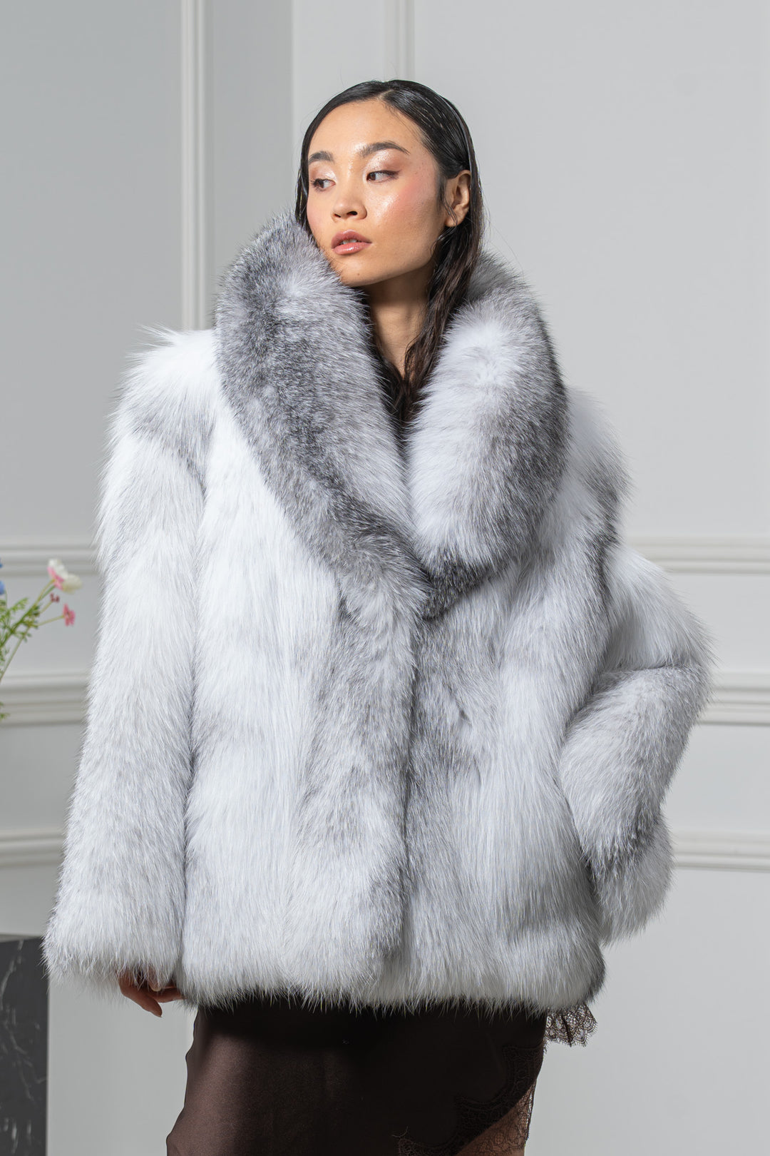 Arctic Marble Fox Fur Short Jacket - Women&