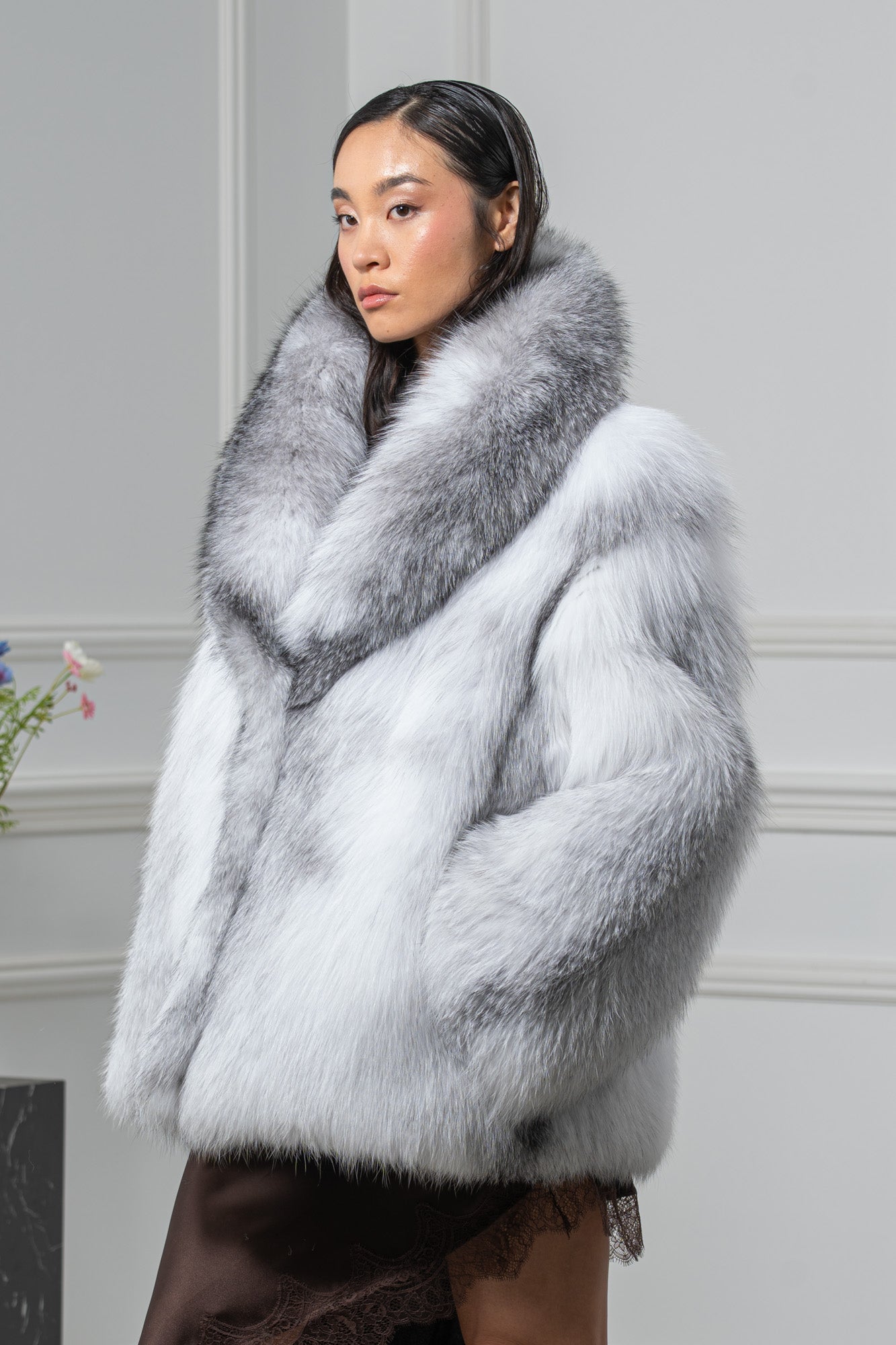 Fox Skin Arctic Marble Long Hair Short Jacket L1 L/O 24M4133Γ4910