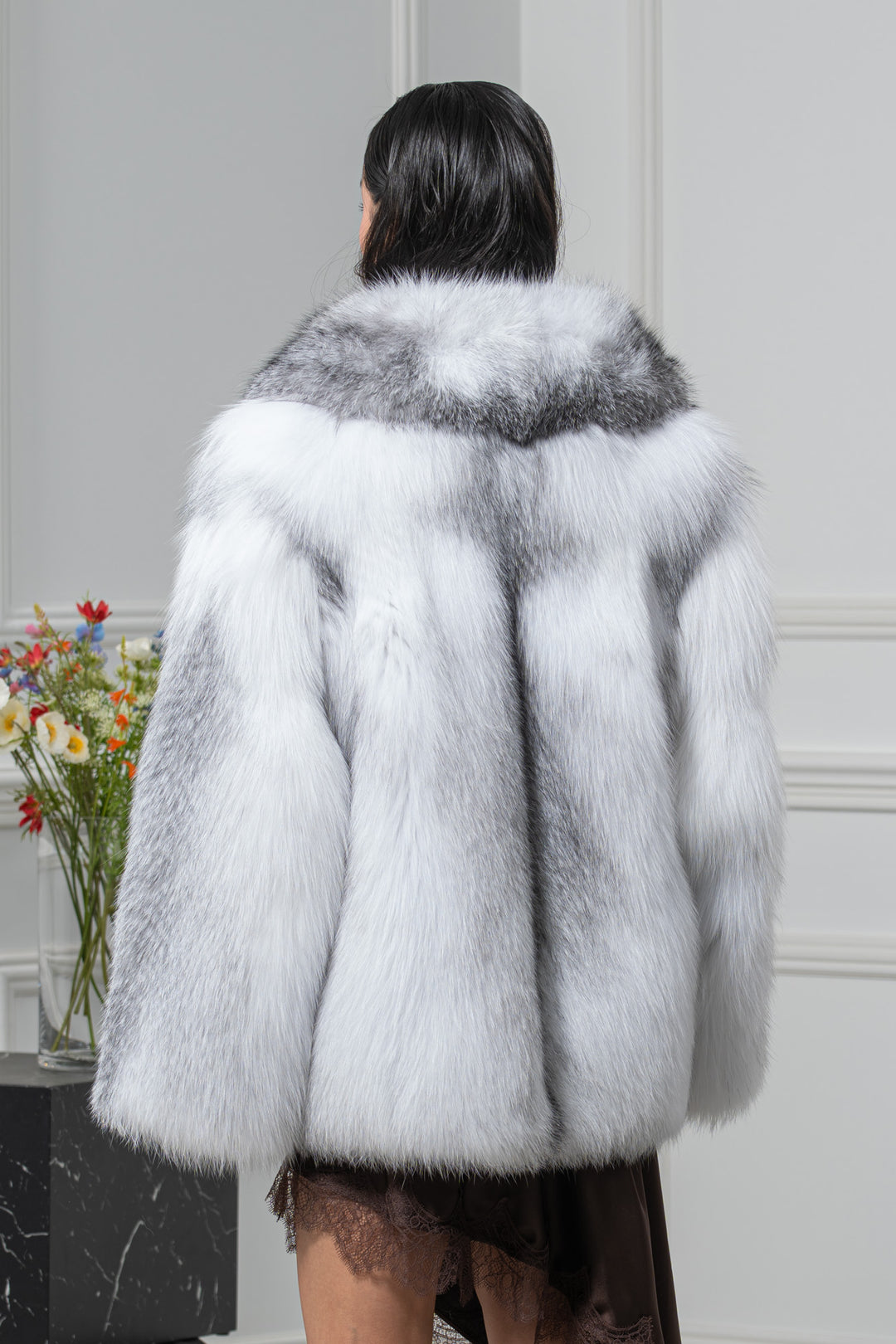 Fox Skin Arctic Marble Long Hair Short Jacket L1 L/O 24M4133Γ4910