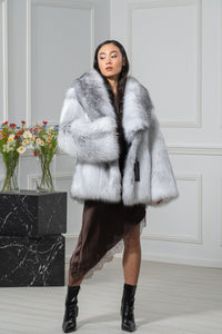 Arctic Marble Fox Fur Short Jacket - Women&