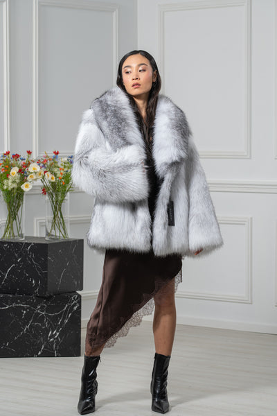 Arctic Marble Fox Fur Short Jacket - Women's Short Jacket L1 L/O 24M4133Γ4910