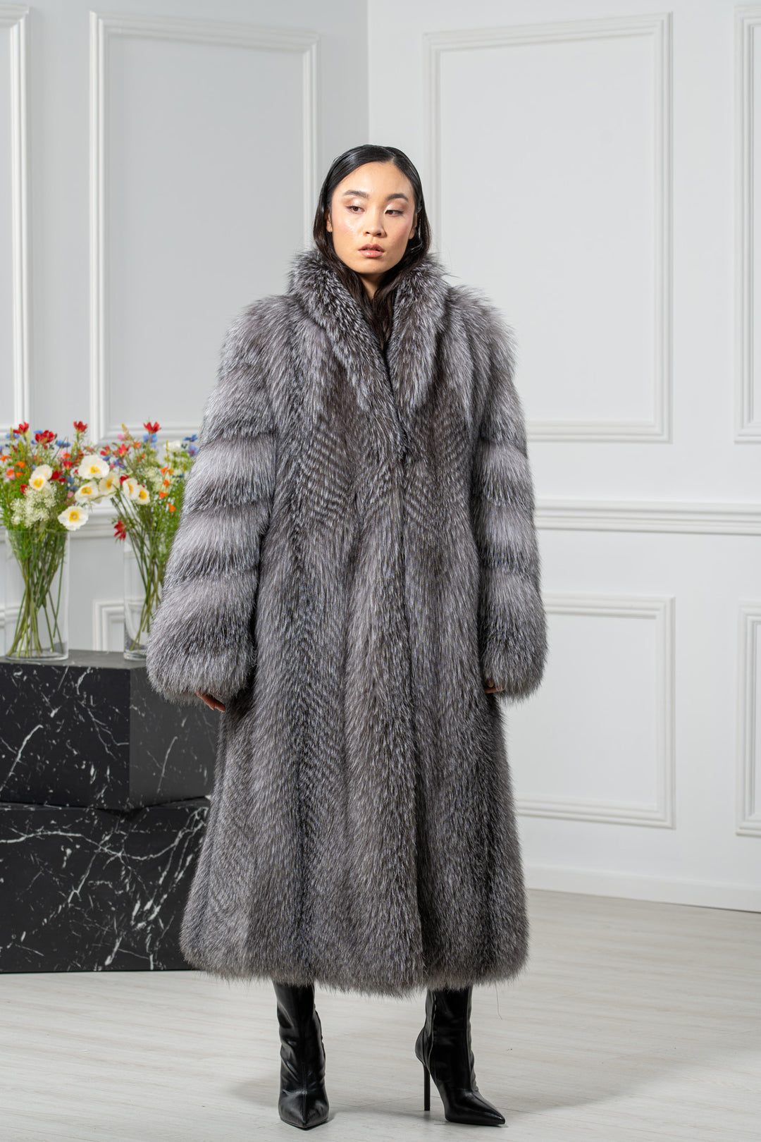 Blue Frost Fox Fur Coat - Women&