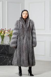 Blue Frost Fox Fur Coat - Women&
