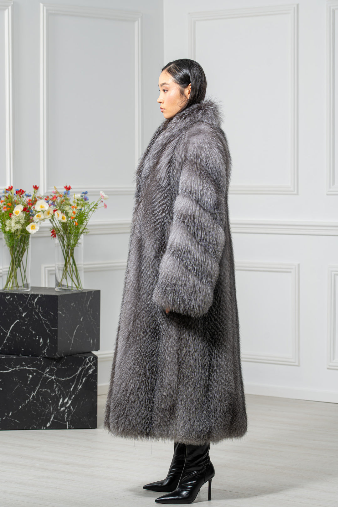 Blue Frost Fox Fur Coat - Women&