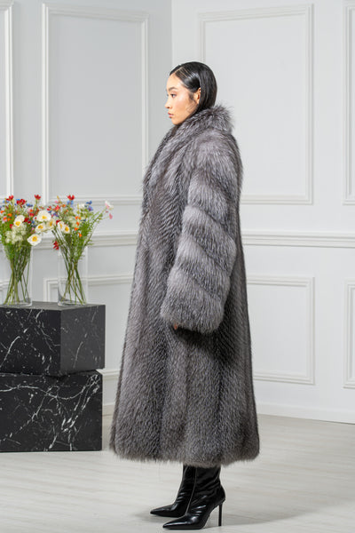 Blue Frost Fox Fur Coat - Women's Coat L1 L/O 22Mf7950