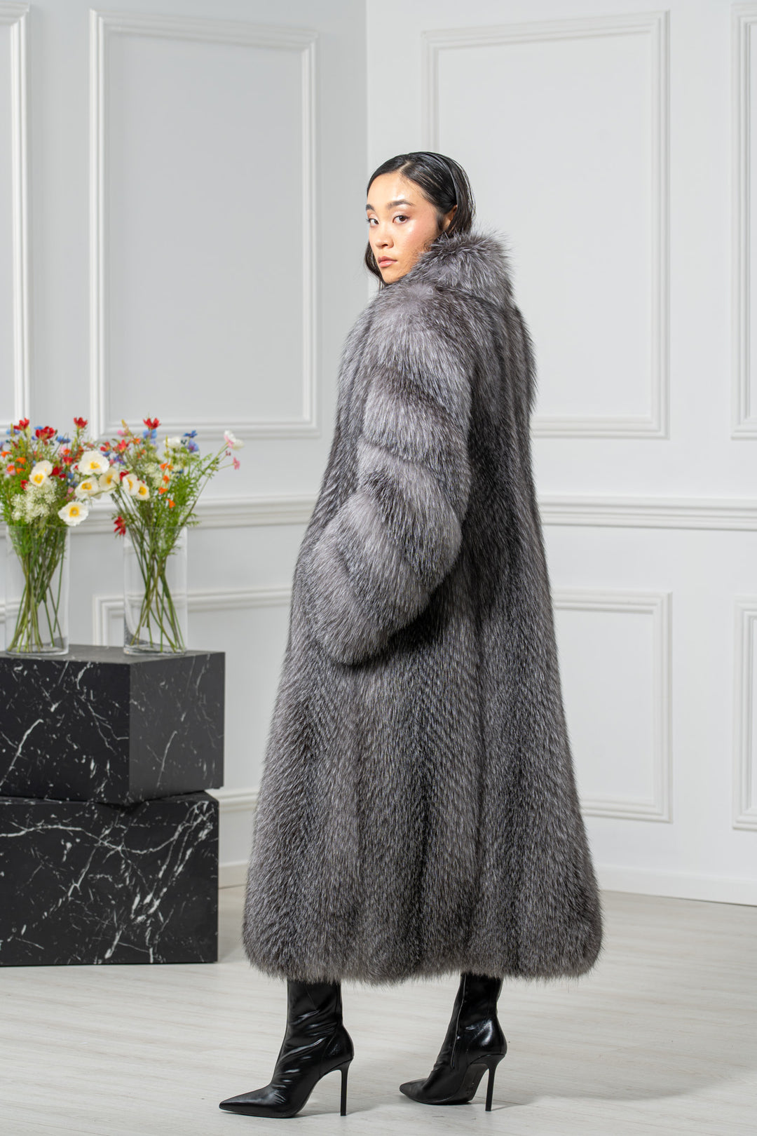 Blue Frost Fox Fur Coat - Women&