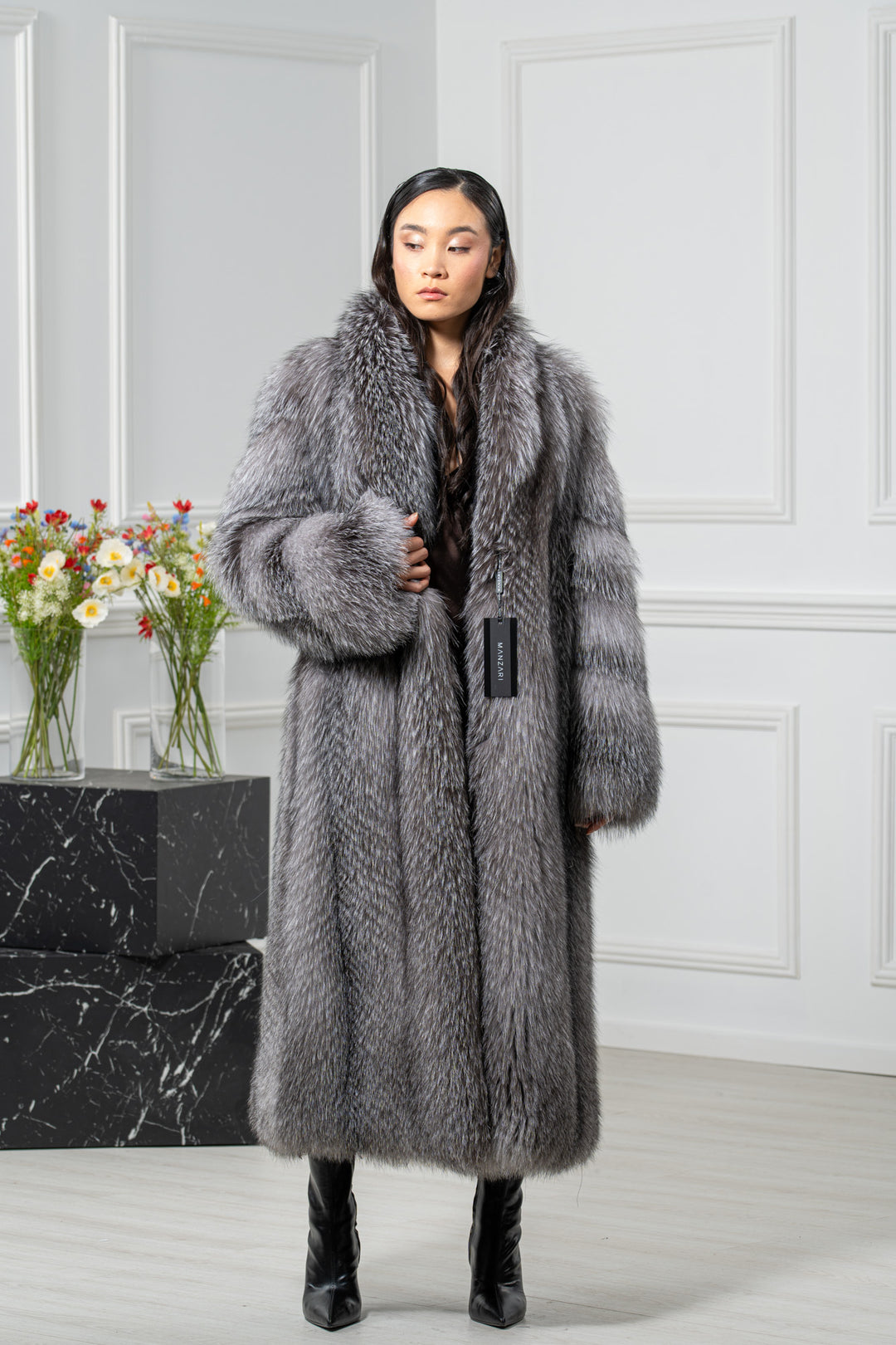 Blue Frost Fox Fur Coat - Women&