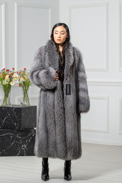 Blue Frost Fox Fur Coat - Women's Coat L1 L/O 22Mf7950