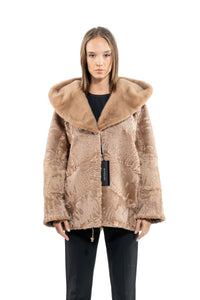 Elegant Caffe Swakara fur coat for modern fashion