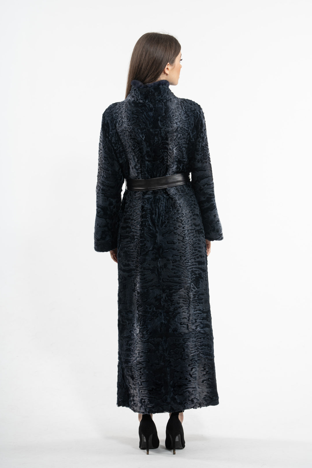 Sophisticated Blue Swakara fur coat by manzari