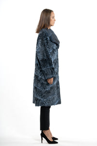 Elegant Blue Swakara fur coat for modern fashion