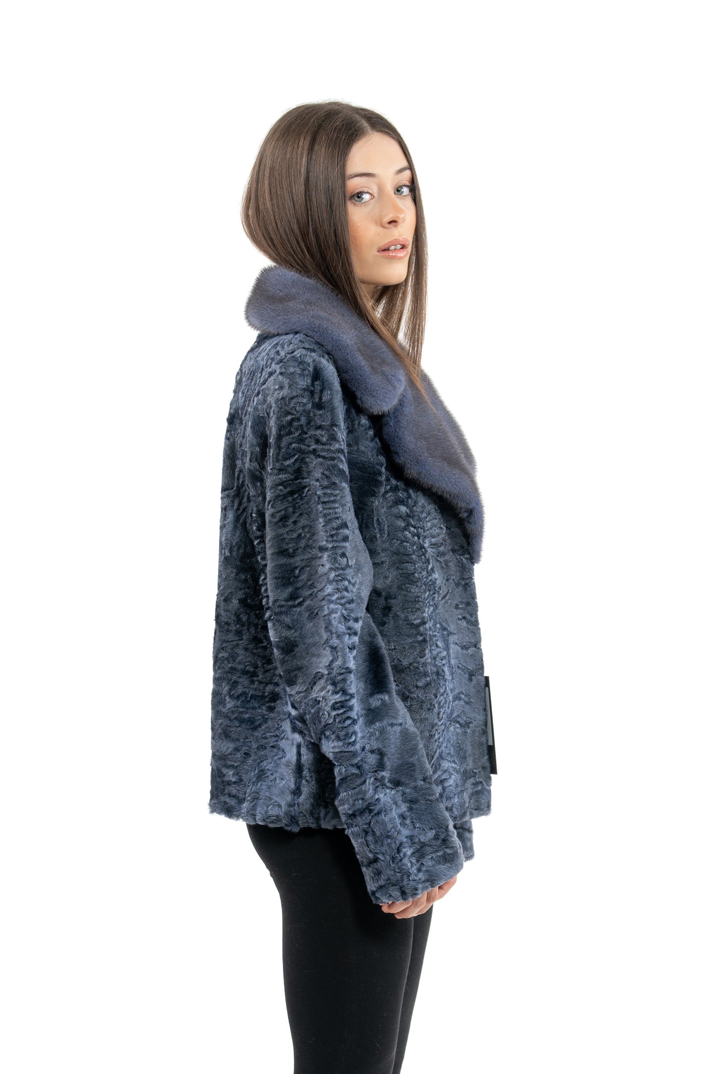 SWAKARA SKIN BLUE METAL LONG HAIR SHORT JACKET S/S 0910