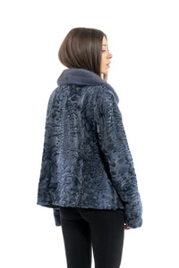 Premium Blue Swakara fur coat for a unique style