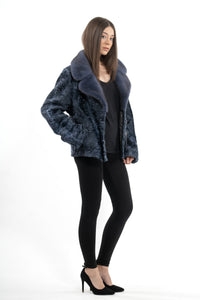 Manzari swakara fur coat with intricate details