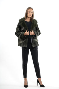 High-quality Dark Olive Swakara fur coat for fashion enthusiasts