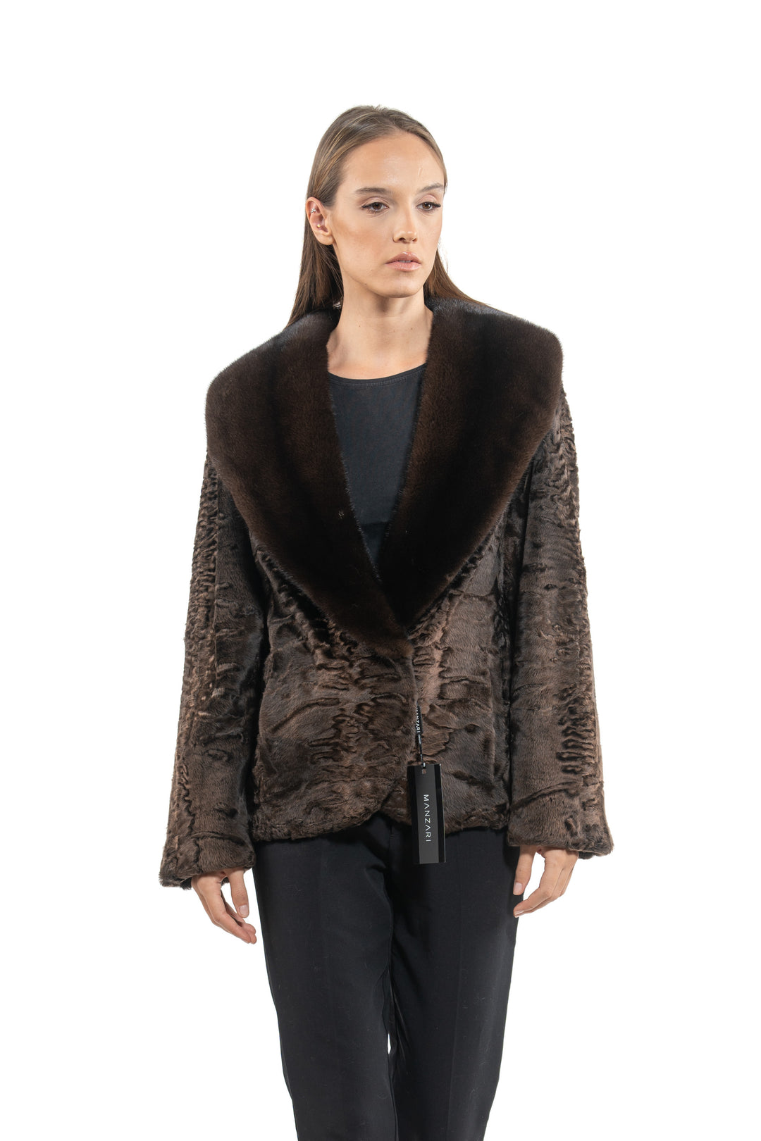 Stylish Chokolat Swakara fur coat by manzari